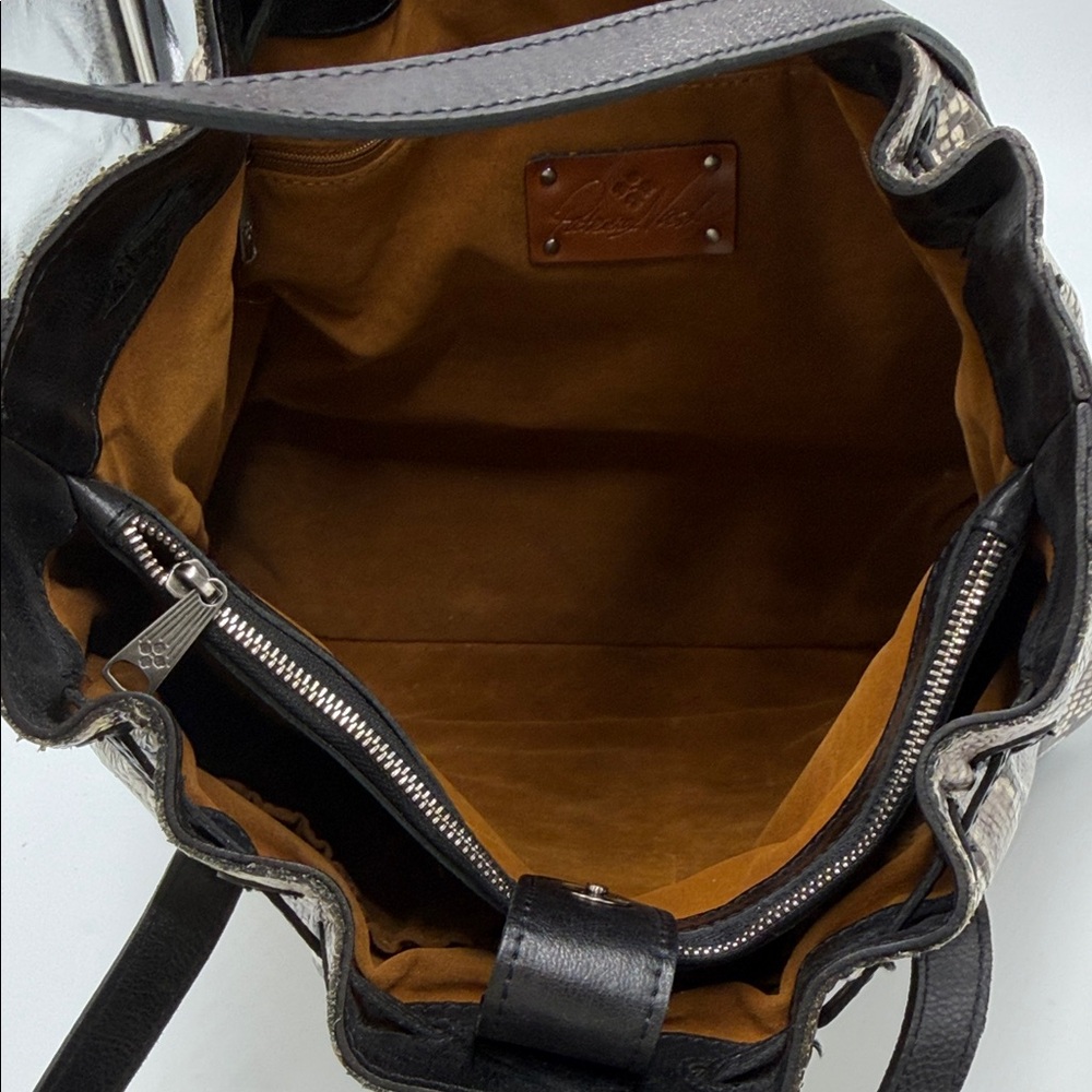 Patricia Nash Leather Drawstring Witney Tote - Python Matching Wallet - Picture 10 of 16